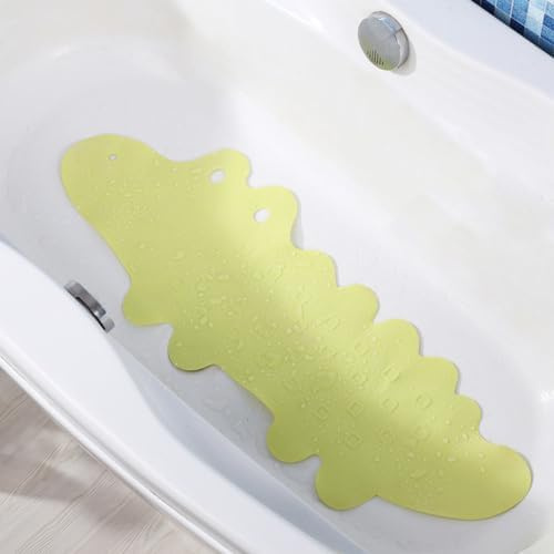 Badewannenmatte Kinder rutschfest Maschinenwaschbar Duschmatte Antirutschmatte Badewanne Badematte mit Saugnäpfen, Starke Saugkraft (grünes Krokodil,95x34.5cm)