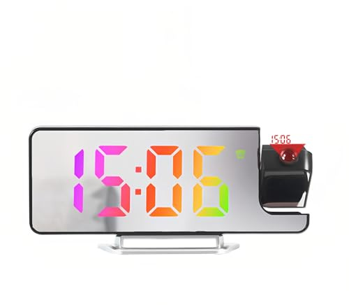 Lancoon Sveglia digitale a proiezione con specchio temperatura data 3 livelli di regolazione della luminosità doppia sveglia Snooze ampio display per decorazione domestica camera da letto desktop