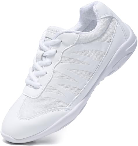 TUOTOM White Cheer Shoes for Girls Lightweight Youth Kids Cheerleading Sneakers Hip Hop Dance Shoes Tumbling Tennis White 11 Little Kid