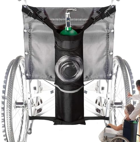 Soporte de tanque de oxígeno para silla de ruedas - bolsa portátil duradera, tubo | Caso de transporte de transporte de cilindro ajustable con correas, scooters de movilidad de paquete de m