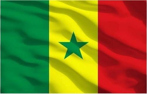 Drapeau Coupe du Monde 2026 - Drapeau national officiel 1,5 m x 90 cm, double face, avec œillets en laiton, États-Unis, Canada, Mexique (Sénégal)