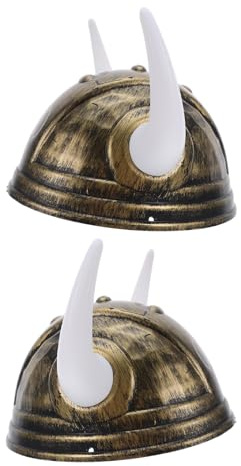 FUNOMOCYA 2 St Viking Kostym Hatt med Oxhorn Medeltida Hjälm för Halloween och Karneval och Cosplay Foto Rekvisita Återanvändbar Vikingahjälm för Temafester och Rollspel