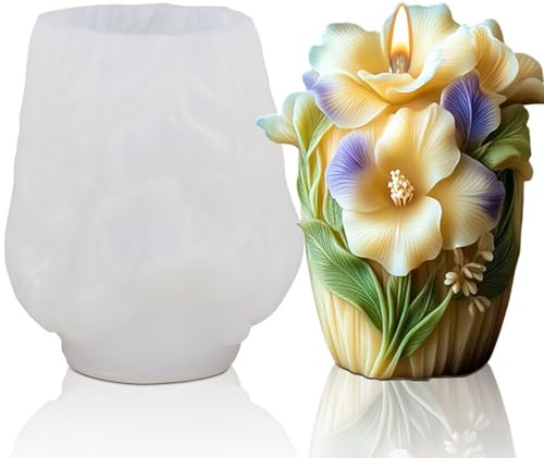 RNHDLY Kerzenformen zum Gießen, DIY Silikonform Blumen 3D Kerzen Formen Silikon, Kerzenformen Silikon für DIY Duftkerzen, Neujahrs, Valentinstags, Hochzeitsfeier-Dekorationen(Stil C)