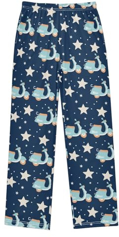 KICPOAY Boys' Pants Stars Motor Bike Blue Long Bottoms Jogger Pants Elastic Waist Trousers with Pockets S-XL