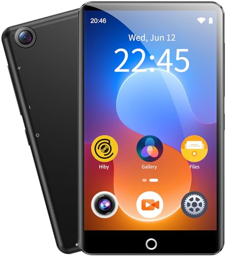 80GB MP3 Players con Bluetooth WiFi, Reproductor de MP3 con Cámara Trasera, MP4 Players con Pantalla táctil de 4 «y Altavoz, Android MP3 Music Players con Spotify, Audible, Amazon Music, Play Store
