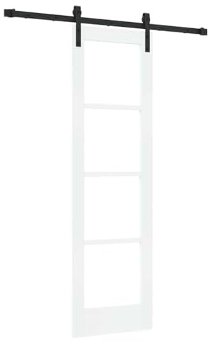 Owoxanthellate Schiebetür ORKDAL Weiß 152,5x198,5 cm Holz Glastür Innentür Schiebetürsystem Komplettset – Moderne Holzschiebetür mit Laufschiene für Wohnzimmer Schlafzimmer