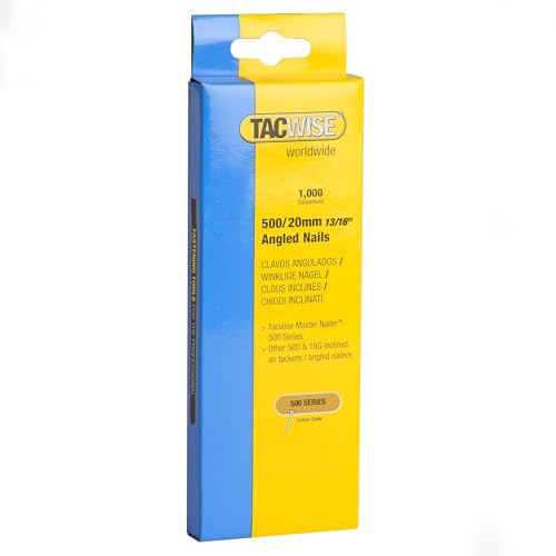 Tacwise 0479 Type 500 / 20 mm Verzinkte Stauchkopfnägel, 26°, 1000 Stück | Abgewinkelt 26°, Entspricht 18G