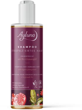Ayluna SHAMPOO STRAPAZIERTES HAAR mit Bio Granatapfel, spendet Feuchtigkeit, pflegt intensiv, Silikonfrei, Glanz & Volumen, Bio, Vegan, 250 ml