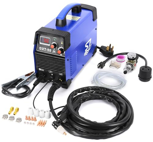 Plasma Cutter, CUT50 50 Amp 230V Dual Voltage AC DC IGBT Cutting Machine with LCD Display and Accessories Tools