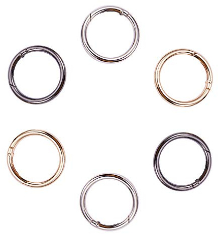 PandaHall 6pcs 48mm Frühling O Ring Runde Karabiner Karabinerhaken Haken Trigger Frühling Schlüsselring Schnalle für Schlüsselanhänger Taschen Geldbeutel DIY Craft Making, Light Gold/Platin/Gunmetal