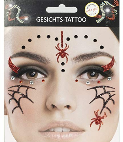 Gesichts Tattoo Spinnennetz Halloween Karneval (Spinne)