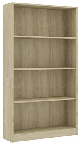 vidaXL Bücherregal 4 Fächer Standregal Aktenregal Wandregal Raumteiler Regal Raumtrenner Büroregal Mehrzweckregal Sonoma-Eiche 80x24x142cm Holzwerkstoff