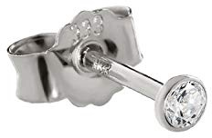 NKlaus EINZEL 2,3mm Ohrstecker Weißgold 333 Gold Ohrring 8 Karat Kristall Zirkonia weiß 1776