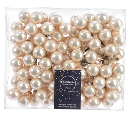 Weihnachtskugeln am Draht Glas 2cm x 144 Stück Spiegelbeeren Mini Perle glänzend