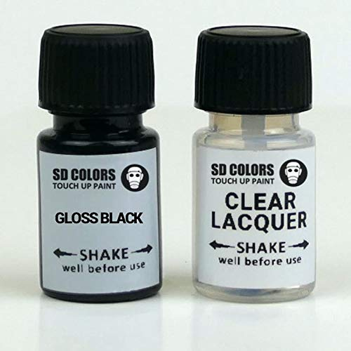 SD COLORS Reparatur-Set für Alufelgen, glänzend, 8 ml, für schwarze glänzende Alufelgen (Farbe + Lack)