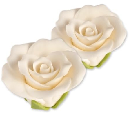 Günthart 30 weisse Rosen aus Feinzucker | 40mm | Tortendeko | Hochzeit
