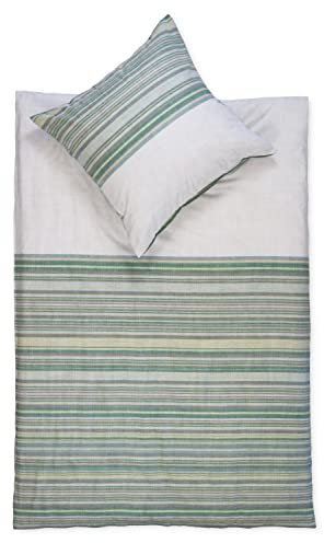 Jilda-Tex Bettwäsche Biber - Ökotex-100 135x200 cm + 80x80 cm 100% Baumwolle mit Reißverschluss Verschiedene Designs (Deep Ocean Stripes)