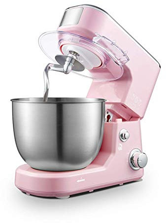 JHNEA Stand Mixer,1000W Dough Hook Whisk Beater, 6-Speed Electric Mixer, Kitchen Tilt-Head Food Mixer with 5L Stainless Steel Bowl, SC-236,Pink