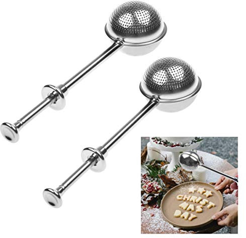 Kare & Kind 2x Varillas Espolvoreadoras de Acero Inoxidable - Azúcar, Harina, Especias, Cacao - Espolvoreador de Dulces - Asa Accionada por Resorte de una Sola Mano