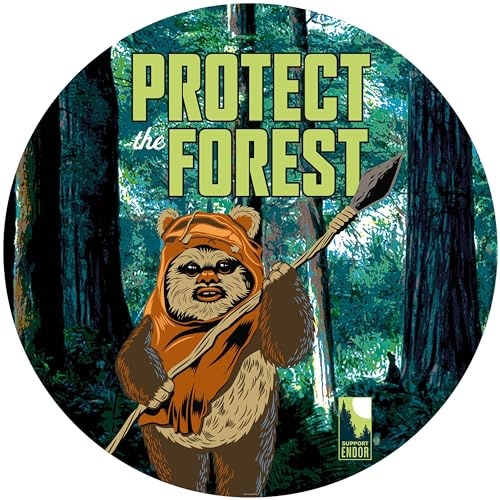Komar Star Wars DOT runde und selbstklebende Vlies Fototapete - Star Wars Protect the Forest - Ø Durchmesser 125 cm - Ewok, Tapete, Kinderzimmer, Wandtattoo - DD1-015