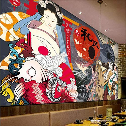 Benutzerdefinierte Ukiyo-E Charaktere Wandbild Tapete 3D Japanische Küche Sushi Restaurant Wandverkleidung Industrie Dekor Tapete 3D 250cm (L) × 175cm (H)