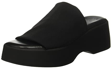 Minshluu Womens Platform Wedge Sandals Peep Toe Slip on Stretchy Backless Wedges Slides