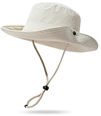 CLAPE Herren Wasserdicht Sonnenhut Faltbar Safari Hut Boonie Hut UV Schutz Buschhut mit Kinnband Sommer Fischerhut Cowboy-Stil Sun Hat