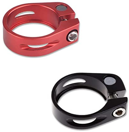 2 Stück Fahrrad Sattelklemme - Sattelklemme Aluminium Legierung Sattelkloben - Fahrradsattel Halterung - Fahrradsattel Befestigung - Saddle clamp 34,9mm（schwarz+rot）