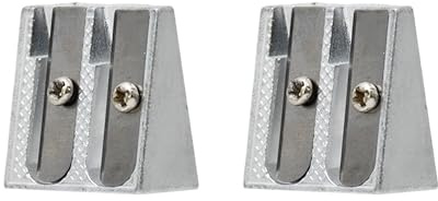 Siqian 2PCS Metal Pencil Sharpeners with 2 Holes, Sharpener for School, Crayon, Graphite Pencils, Lip Liner Home Office Stationery, Silver, SQ-JBD2JZ01-SR02-CX