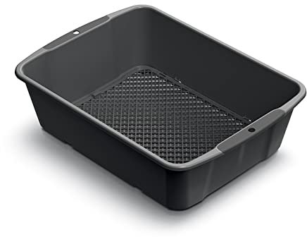 Gartensieb | Steinsieb mit einstellbarer Maschengröße (4 oder 10 mm) aus Kunststoff in Schwarz, Maße (LxBxH) 39,4x29,4x10,8 cm