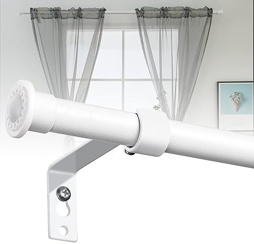Gardinenstangen Ausziehbar 76-170cm, Stabile Gardinenstangenset Matt Weiß Gardienenschiene 1 Läufig, Vorhangstangen Edelstahl für Schlafzimmer, Wohnzimmer, Kinderzimmer