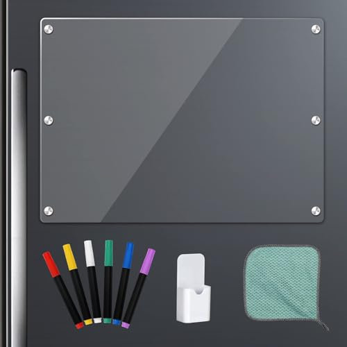 LVNRIDS Magnetischer Wochenplaner Abwischbar für Kühlschrank, 16.5 x 12 inch Acrylic magnettafel kühlschrank und Klar Magnetisch Whiteboard, enthält Nützliches Zubehör (Memo set)