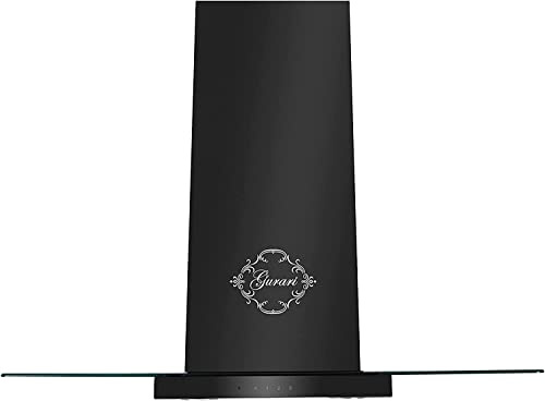 GURARI Hotte murale 466 90 BL Pr, hotte aspirante murale 90 cm 1000 m³/h en noir avec verre, classe d'efficacité énergétique A, TouchControl
