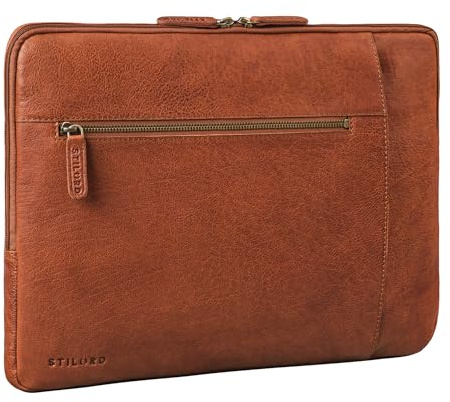 STILORD Jupiter Leder Aktenmappe Laptop Hülle 15-16 Zoll für Notebook und MacBook Vintage Sleeve schmal aus echtem Leder Farbe:maraska - braun