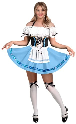 Spooktacular Creations Costume bavarois pour femme - Costume de fête de la bière - Pour Halloween, cosplay, carnaval, bleu, Small