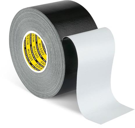 MILEQEE Black Duct Tape, Self-Adhesive Single Sided Cloth Mesh Fabric Tape | 48mm x 20m, Strong Sealing Tape, Repair, Seal, Fix, Splice Indoors Multipurpose Sticky Strips Easy Tear, Winter Draft Blocker