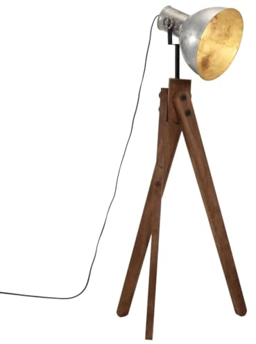 vidaXL Stehleuchte, Stehlampe mit E27-Fassung, Standleuchte für Wohnzimmer Esszimmer Büro, Leselampe Deckenfluter, Industrie-Stil, 25 W Vintage Silbern