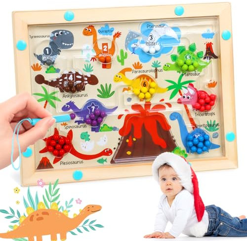 Montessori Spielzeug ab 3 Jahre Labyrinth Holzspielzeug für 3 4 5 6 7 Jahre alte Jungen Mädchen Magnetische Farbe und Zahl Labyrinth Feinmotorische Fähigkeiten Spielzeug für Kleinkinder Farbe Sortiere