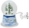 Schneekugel Weihnachten Spieluhr | Zwei Rehe Tannenbaum | Sockel Winterlandschaft | Höhe: 14cm Breite 10 cm | 20288 (2 Rehe Mittelblau)
