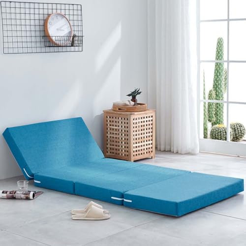 Tragbare Schaumstoff-Klappmatratze mit abnehmbarem Leinenbezug, ultraweicher Boden, Futon-Isomatte für Büro, Nickerchen, dicke faltbare Gästematratze