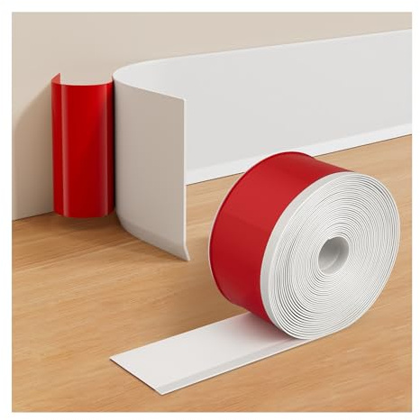 INMOZATA Flexible Skirting Board Covers Self Adhesive 10cm Wide Skirting Board Trim Vinyl Baseboard Molding Trim Peel and Stick Wall Moulding for Floor Base Cove Base Wall Base(White,6M)