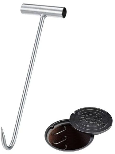 Gancio per Chiusino,Gancio Tombino Sollevatore Chiusino,Gancio con Impugnatura a T per Tombino,per Porte Avvolgibili,Gancio per Levare Piastra