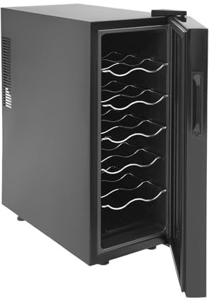 Nevera para Vino de 12 Botellas con Pantalla LED Negro 12-18℃ 25,8 * 50,2 * 63,7cm