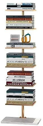 Moderner Bücherturm mit Metallrücken, 6/8 Etagen, Bodenart, unsichtbares Bücherregal, Eckaufhängung, einfaches Bücherregal für Wohnzimmer, Zuhause, Büro, Arbeitszimmer, stilvolles Gold-Finish (35 x 28