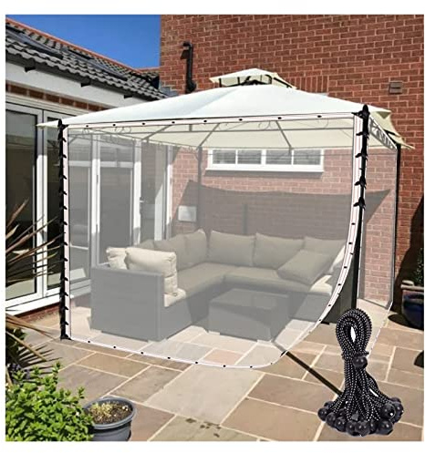 Telone trasparente frangivento per patio, 0,3 mm, tessuto resistente con occhielli e corda elastica, 2,4 x 3 m, 60 misure disponibili, copertura esterna resistente alle intemperie
