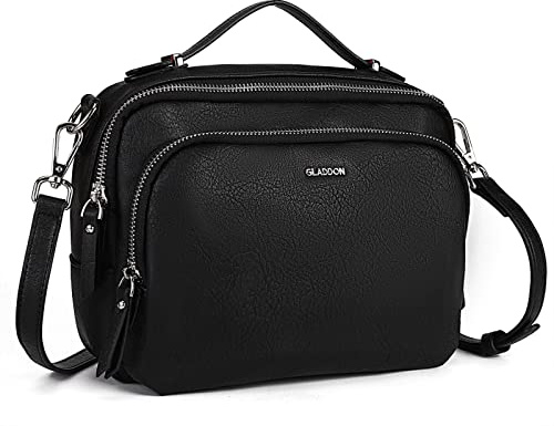Gladdon Piccola Borsa a Tracolla Donna, Crossbody Bag con 3 Scomparti Capienti, Borsa Mano PU Pelle Sintetica, Borsetta Moda Borse Spalla con Tracolla Regolabile e Rimovibile…Nero nuovo