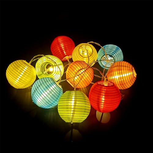 FANSU Guirlande Lumineuse Exterieure de Jardin Lanterne Papier,Lumière Extérieure Jardin Solaire 8 Modes pour Intérieur/Extérieur Décoration Mariage Terrasse Balcon Pergola (Coloré,5m/20LED)