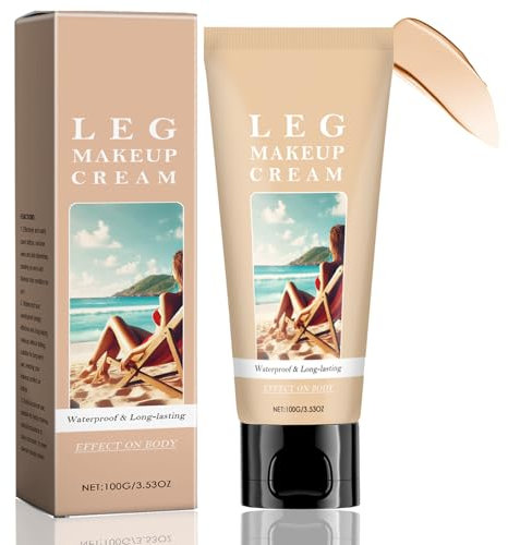 Leg Makeup, Self-tanning Lotion, Body Coverage Perfector for Tattoo, Vein, Scar, Tinted Moisturiser Body Concealer Instant Fake Tan Cream, Light Waterproof No Transfer, Natural Tan Glow, White 100g