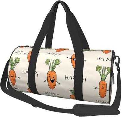 Runde Seesack mit Karottenmuster, Segeltuch, Reisetasche für die Nacht, wasserdicht und reißfest. Faltbare Wochenend-Reisetasche