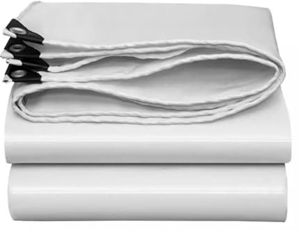 Telone resistente impermeabile 500 g/m² con occhielli per mobili da giardino, piscina, auto, camion, bianco (1,5 x 2 m)